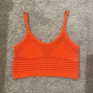 Almost Famous Orange Ribbed Crop Tank Top
